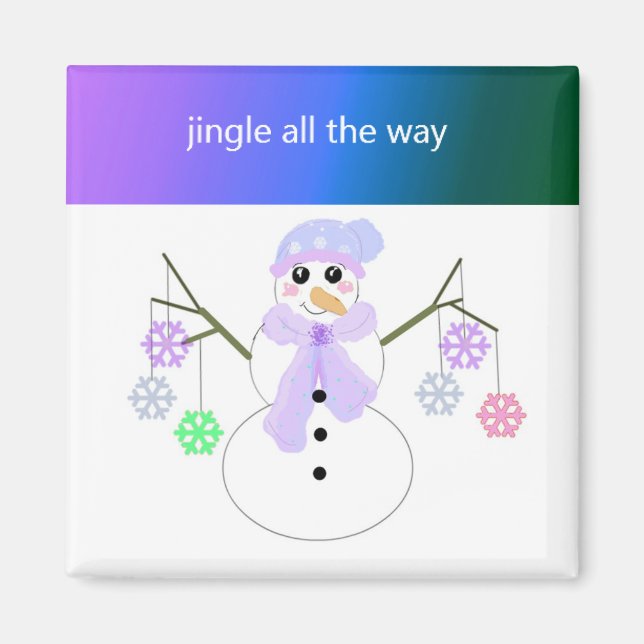 Flakie Snömannen med Snöflingor Magnet (Framsidan)