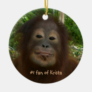 fläkt #1 av den Krista orangutanen Julgransprydnad Keramik
