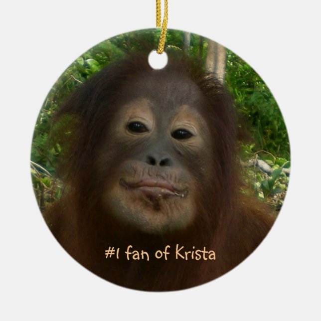 fläkt #1 av den Krista orangutanen Julgransprydnad Keramik (Framsidan)
