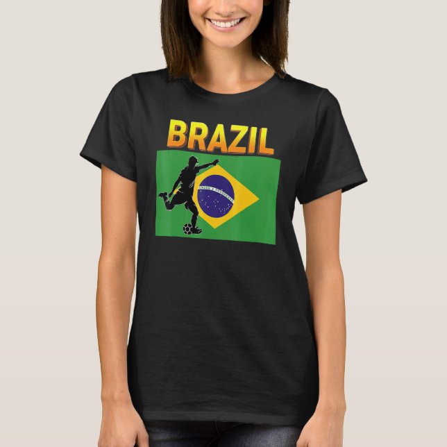 Fläkt Brasiliens nationella lag Världsfotbollsfotb T Shirt (Framsida)