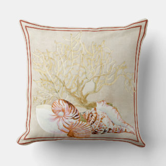 Fläkt Coral Ocean Beach Nautilus Conch Sea Snäcka Kudde