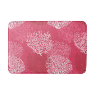 Fläkt Coral Print, Rosa av korall Badrumsmatta