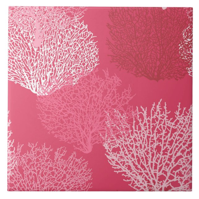 Fläkt Coral Print, Rosa av korall Kakelplatta (Framsidan)