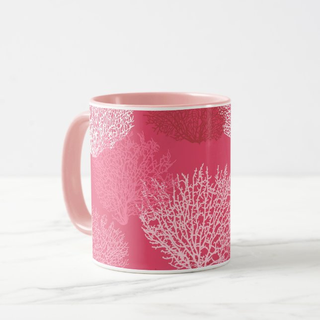 Fläkt Coral Print, Rosa av korall Mugg (Framsida vänster)
