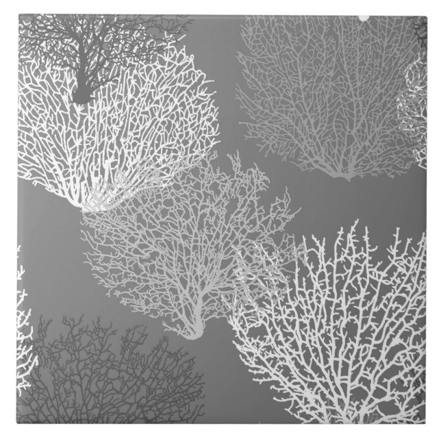 Fläkt Coral Print, Shades of Silver Grått / Grått Kakelplatta (Framsidan)