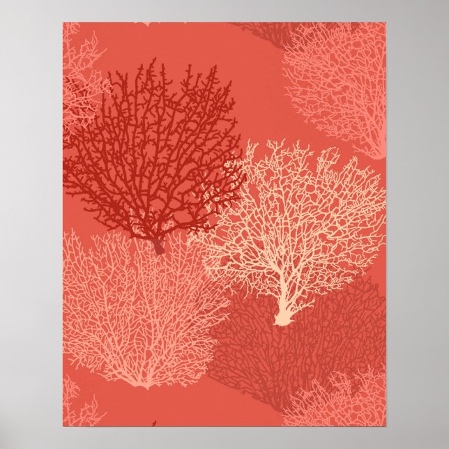 Fläkt Coral-utskrift, korallfärgad Orange Poster (Framsidan)
