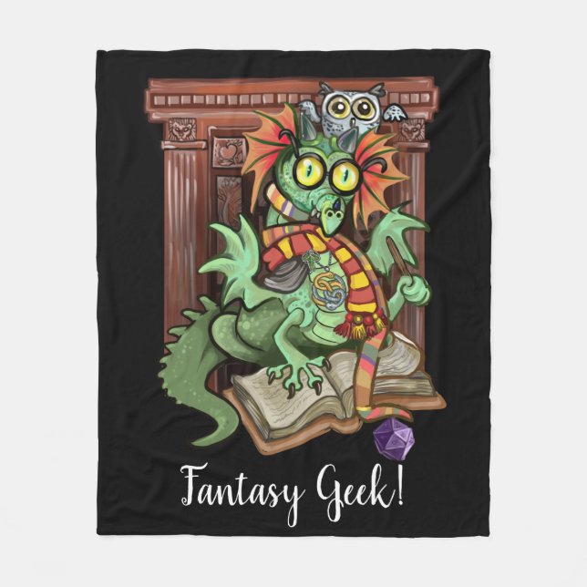 Fläkt Dragon "Fantasy Geek"! Fleecefilt (Framsidan)