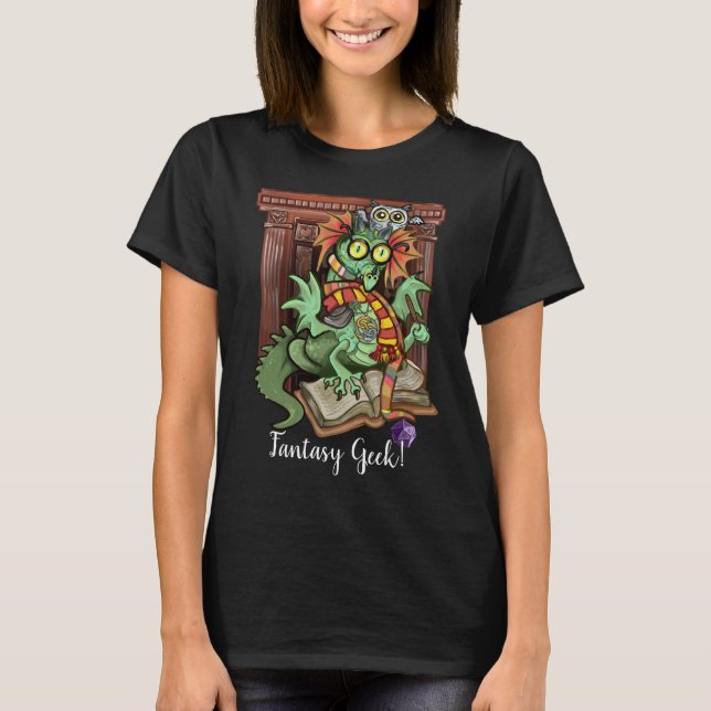 Fläkt Dragon "Fantasy Geek"! T Shirt (Framsida)