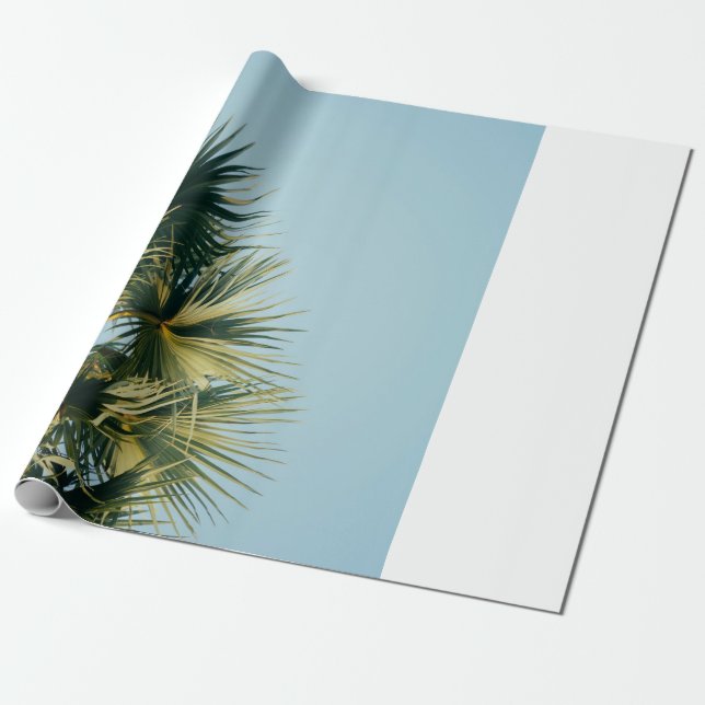 Fläkt handflatan träd under blå himmel presentpapper (Utrullad)