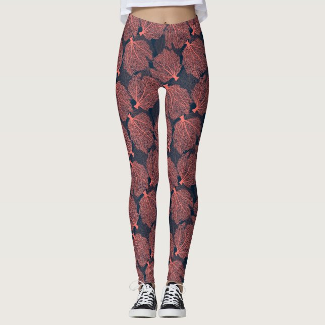 Fläkt levande colral leggings (Framsida)