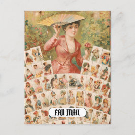 Fläkt Mail Funny Vintage Woman med Fläkt Vykort