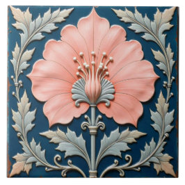 Fläkt Shaped Rosa Blommigt Kakelplatta