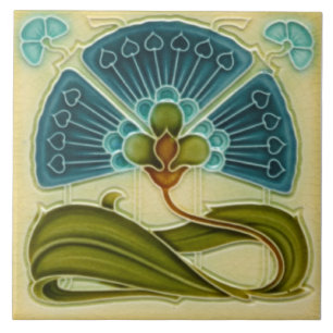 Fläkt-tastisk repro Richards Art nouveau Teal-Blo Kakelplatta