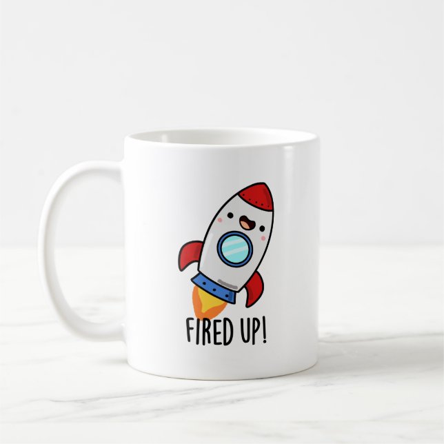 Fläkt upp Funny Rocket Pun Kaffemugg (Vänster)