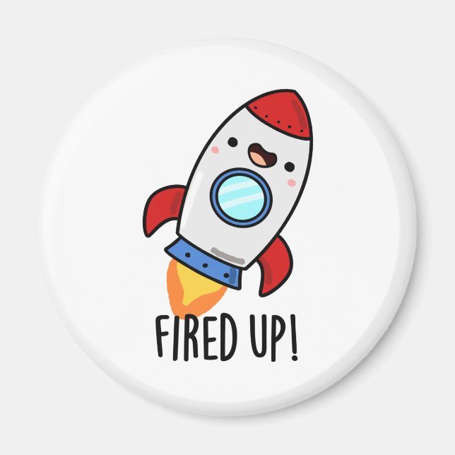 Fläkt upp Funny Rocket Pun Magnet (Framsidan)