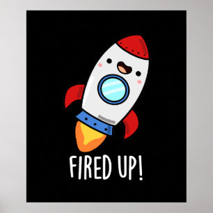 Fläkt upp Funny Rocket Pun Mörk BG Poster