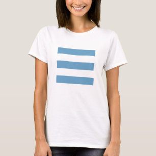 Fläktad havsblå och vit bred rand på en t shirt