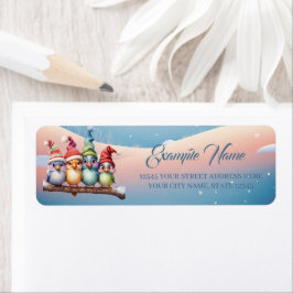 Fläktande julfantasinfåglar returadress etikett