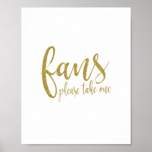 Fläktar Guld Glitter 8x10 Bröllopsskylt Poster