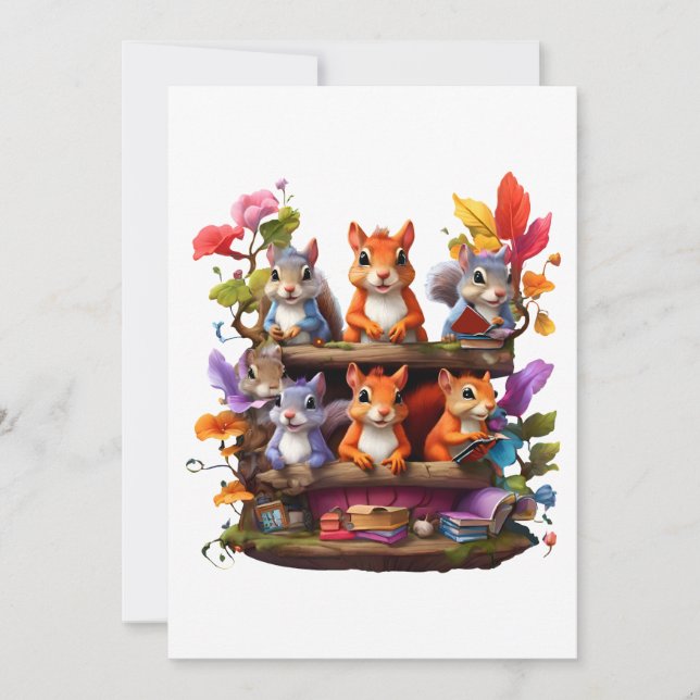 Fläktar på en träbookshelf inbjudningar (Framsida)