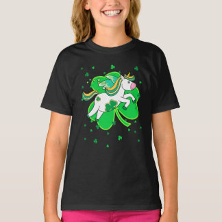 Fläktar Unicorn St patricks day Irish Shamrock T Shirt