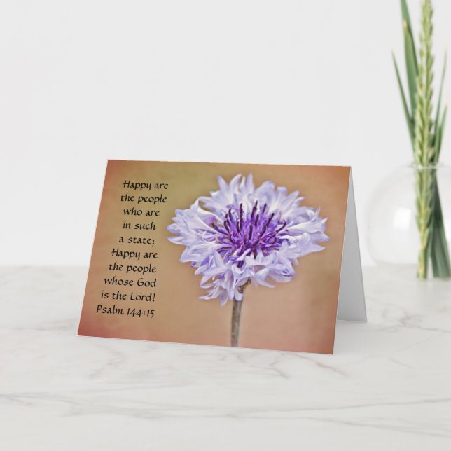 Fläktare av Faith Bachelors Button Psalm Card Kort (Framsida)