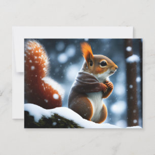 Fläktaren vilar på en Winter-logg Vykort
