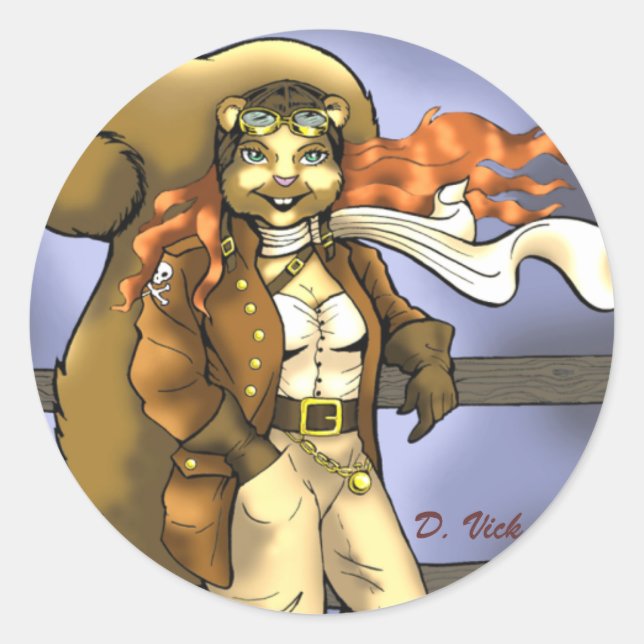 Fläktekorre Runt Klistermärke (Framsida)