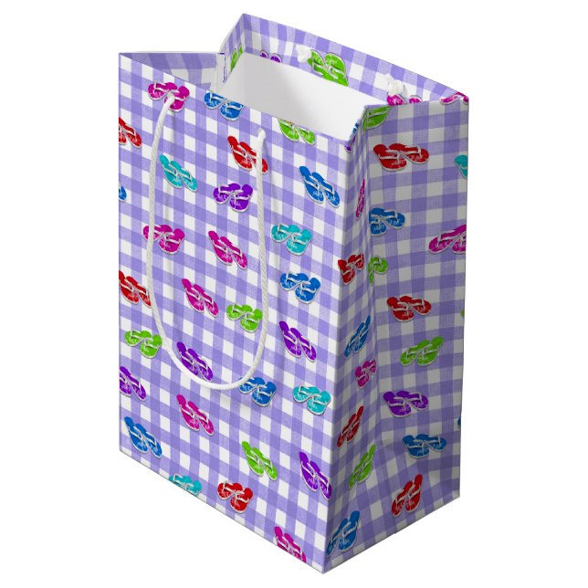 Fläktfloppar på Gingham Medium Gift Bag (Baksidan Vinklad)