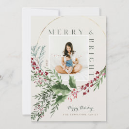 Fläktfoto med fuktig och ljus vattenfärg Greenery  Julkort