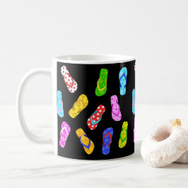 Fläktsandaler Mönster, svart bläckstråle, tema Kaffemugg