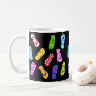 Fläktsandaler Mönster, svart bläckstråle, tema Kaffemugg