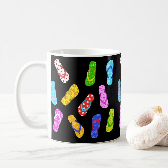Fläktsandaler Mönster, svart bläckstråle, tema Kaffemugg (Med munk)