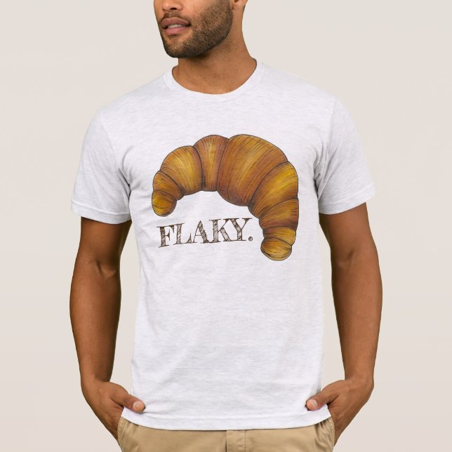 FLAKY Buttery Croissant Fransk Pastry Food Tee (Framsida)