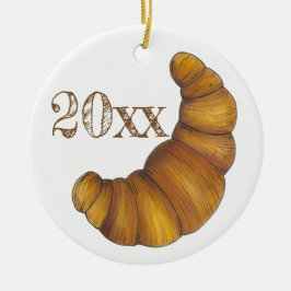 Flaky Buttery Croissant Fransk Pastry Foodie Julgransprydnad Keramik