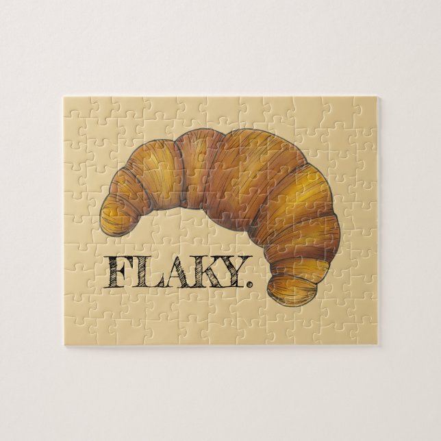 Flaky Buttery Croissant Fransk Pastry Foodie Pussel (Horisontell)