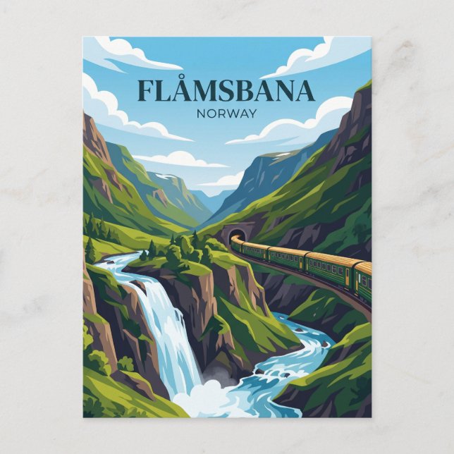 Flåm järnväg (Flåmsbana) Norge Vykort (Framsida)