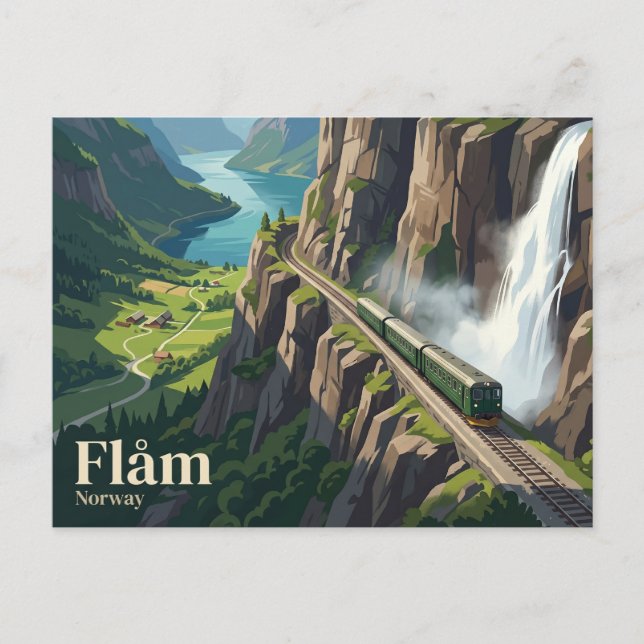 Flåm järnväg Norge Vykort (Framsida)