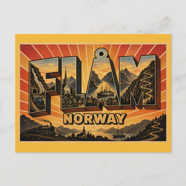 Flåm Norge Järnväg Vykort (Framsida)