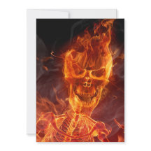 Flama Skull Halloween Inbjudan med blodig text