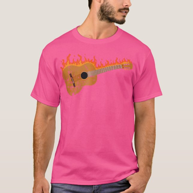 Flamande akustiskt gitarr t shirt (Framsida)