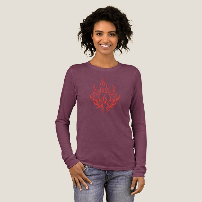 Flamande Andemask | Tribal Eld Silhuett Konst T Shirt (Hel framsida)