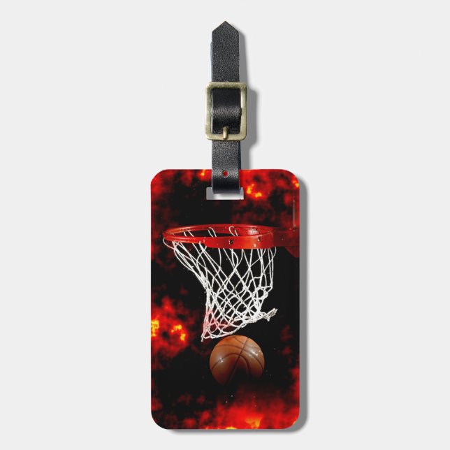 Flamande Basketball Artwork Luggage Tag Bagagebricka (Vertikal Framsida)