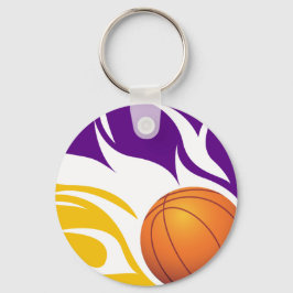 Flamande Basketball Lila och Guld Nyckelring