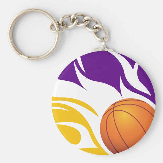 Flamande Basketball Lila och Guld Nyckelring (Framsidan)