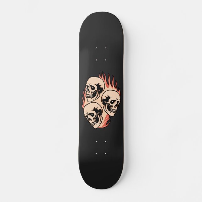 Flamande Döskallar på Coolan Fire gotiic Trendig B Mini Skateboard Bräda 18,5 Cm (Framsida)
