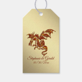 Flamande Dragon på Guld Personal Presentetikett