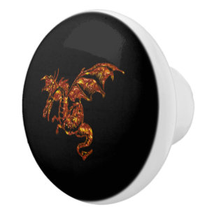 Flamande draken på svart knopp