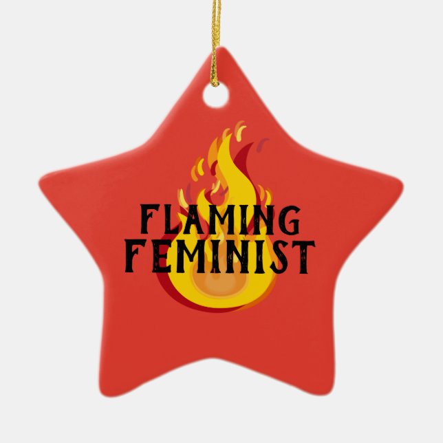 Flamande feministisk RBG Ginsburg Feminism Flames  Julgransprydnad Keramik (Framsidan)