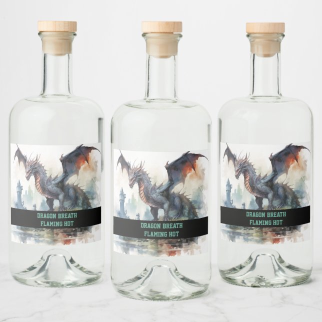 Flamande Hett Dragon Spritflaskor Etikett (Flaskor)